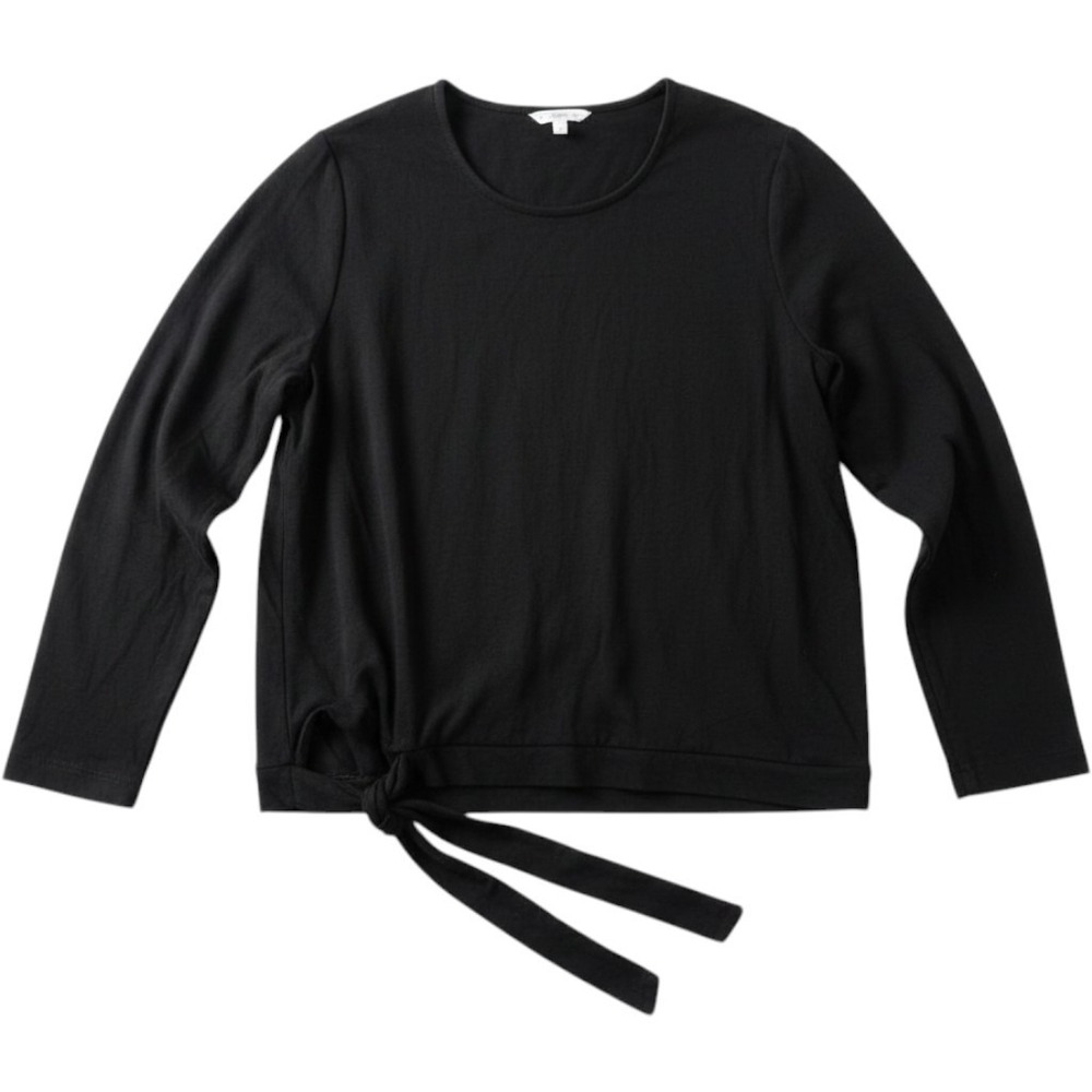 Time And Tru Shirt Womens Plus XXL Black Crew Neck Long Sleeve Side Tie Top
